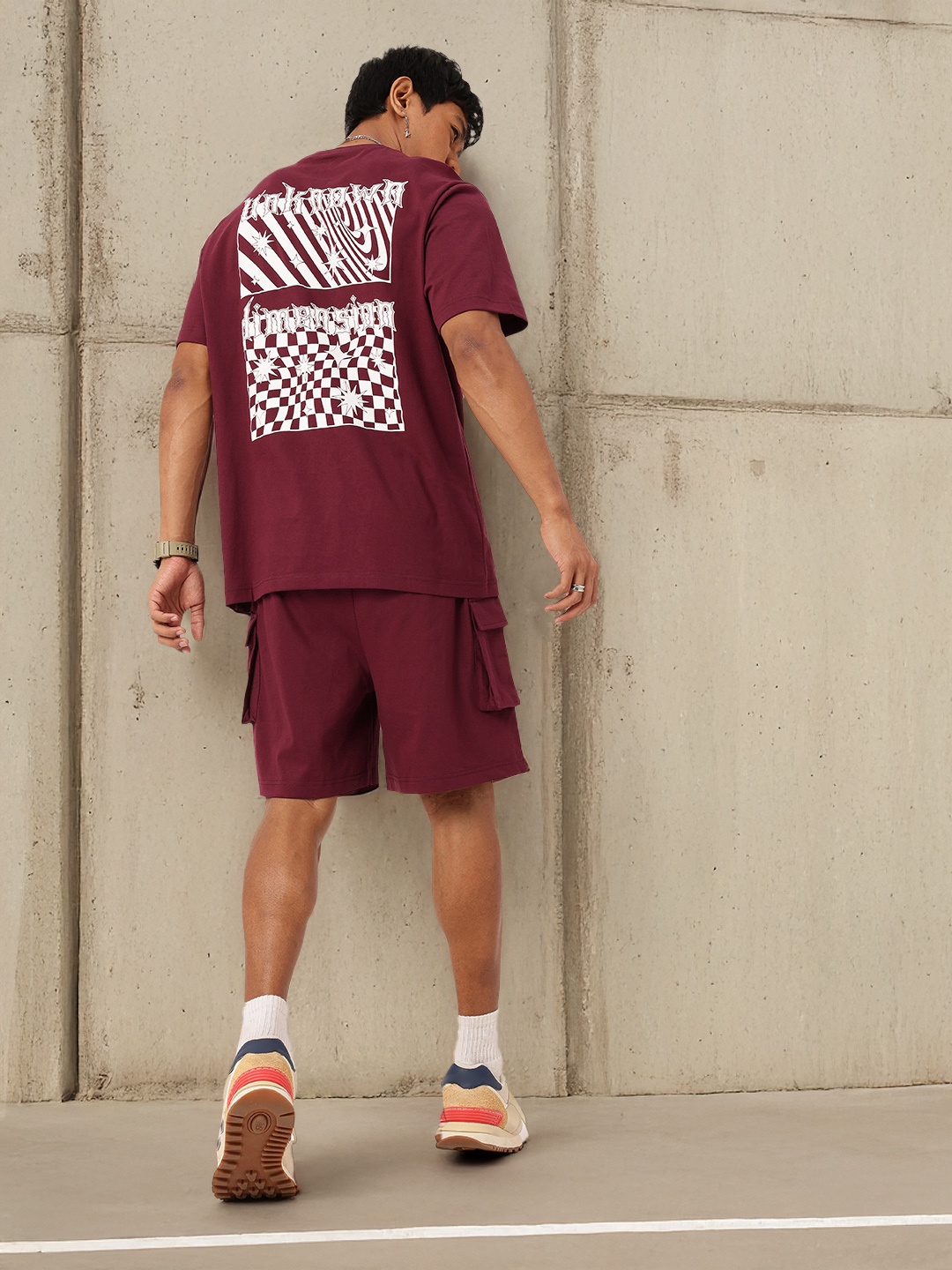 

Kook N Keech Street Savvy Printed Relaxed T-shirt With Shorts Co-Ords Set, Maroon