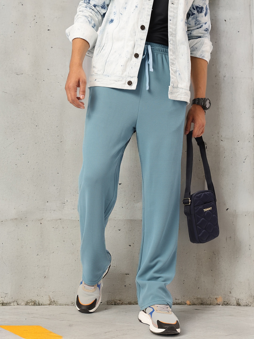 

Kook N Keech Men Urban Chic Textured Trousers, Blue