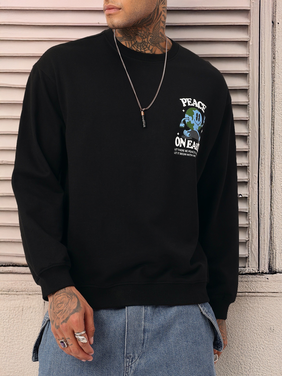 

Kook N Keech Urban Cool Graphic Printed Cotton Terry Relaxed Fit Sweatshirt, Black