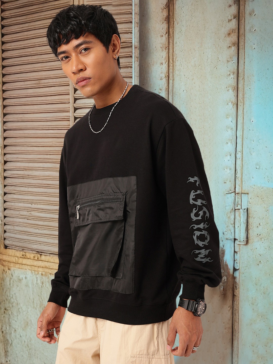 

Kook N Keech Pocket Power Relaxed Fit Sweatshirt, Black