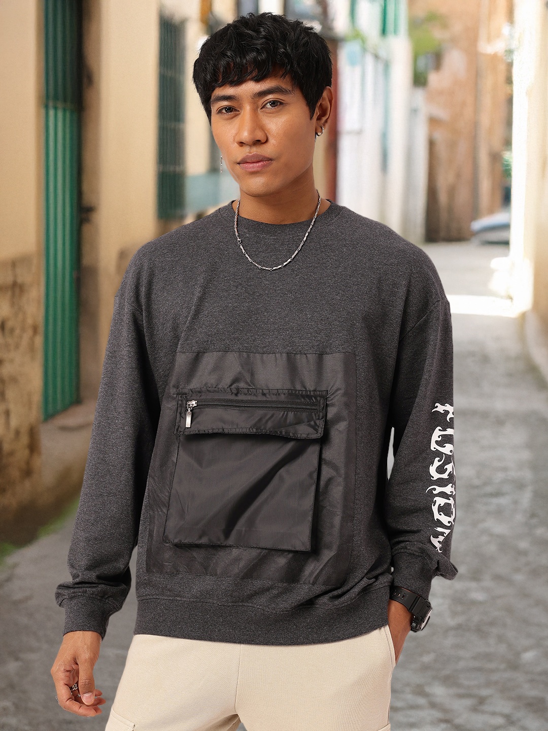 

Kook N Keech Pocket Power Relaxed Fit Sweatshirt, Grey
