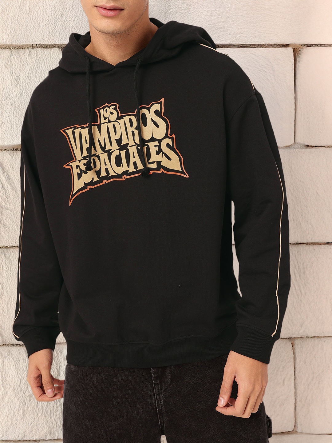 Kook N Keech Typography Printed Hooded Sweatshirt, Black
