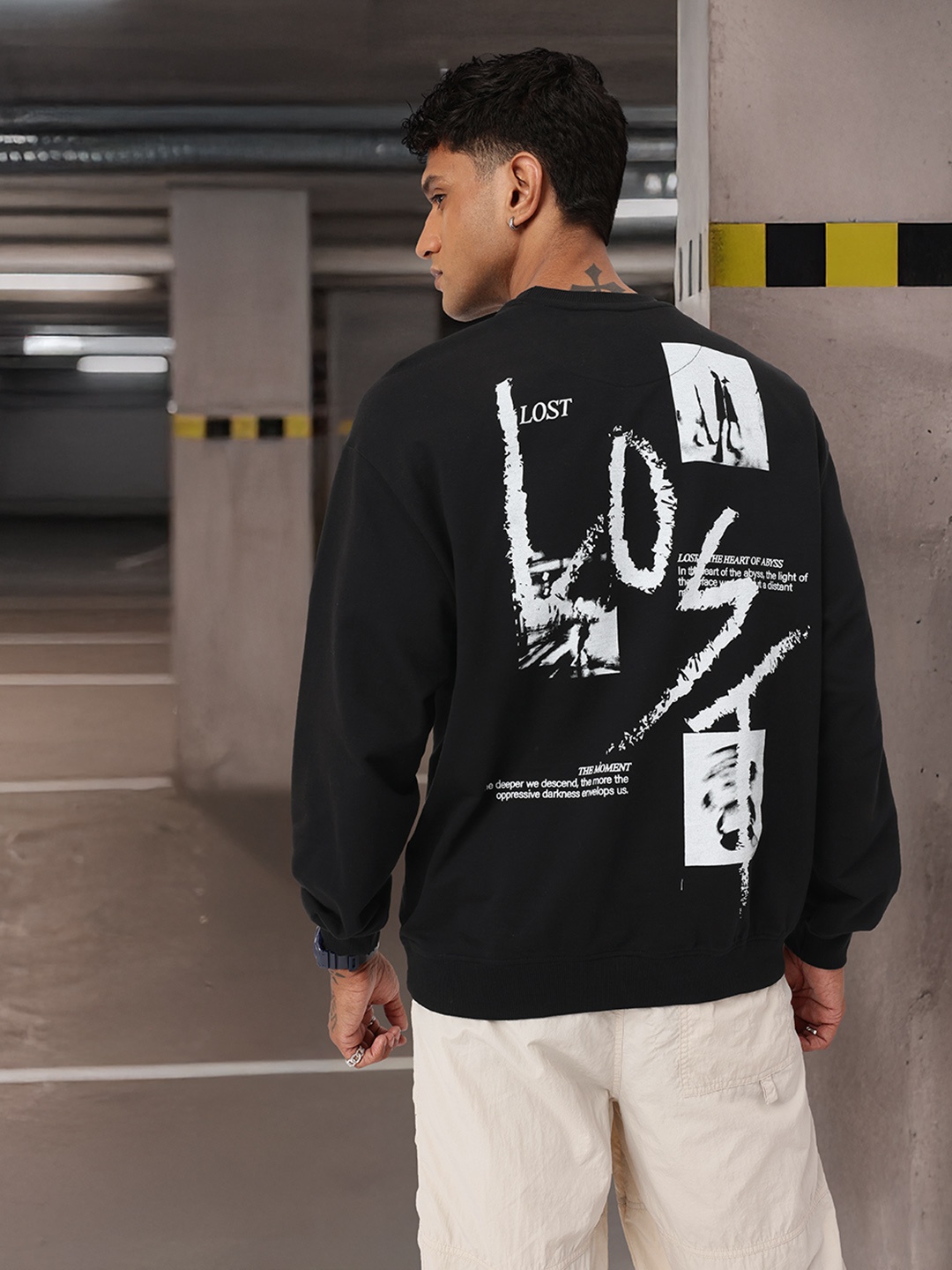 

Kook N Keech Urban Explorer Printed Cotton Terry Relaxed Fit Sweatshirt, Black