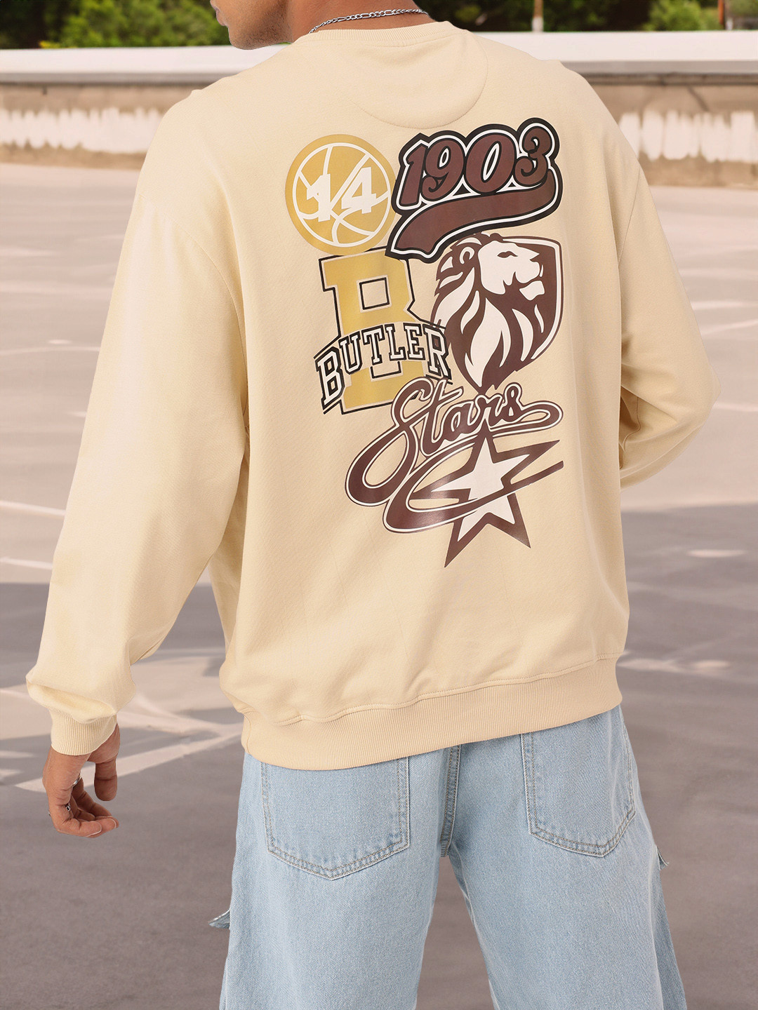 

Kook N Keech City Cool Printed Cotton Terry Relaxed Fit Sweatshirt, Beige