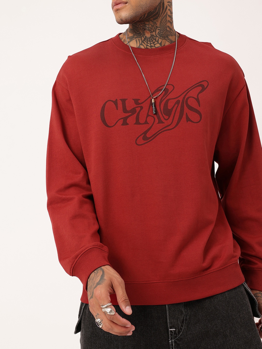

Kook N Keech Typography Printed Cotton Terry Relaxed Fit Sweatshirt, Maroon