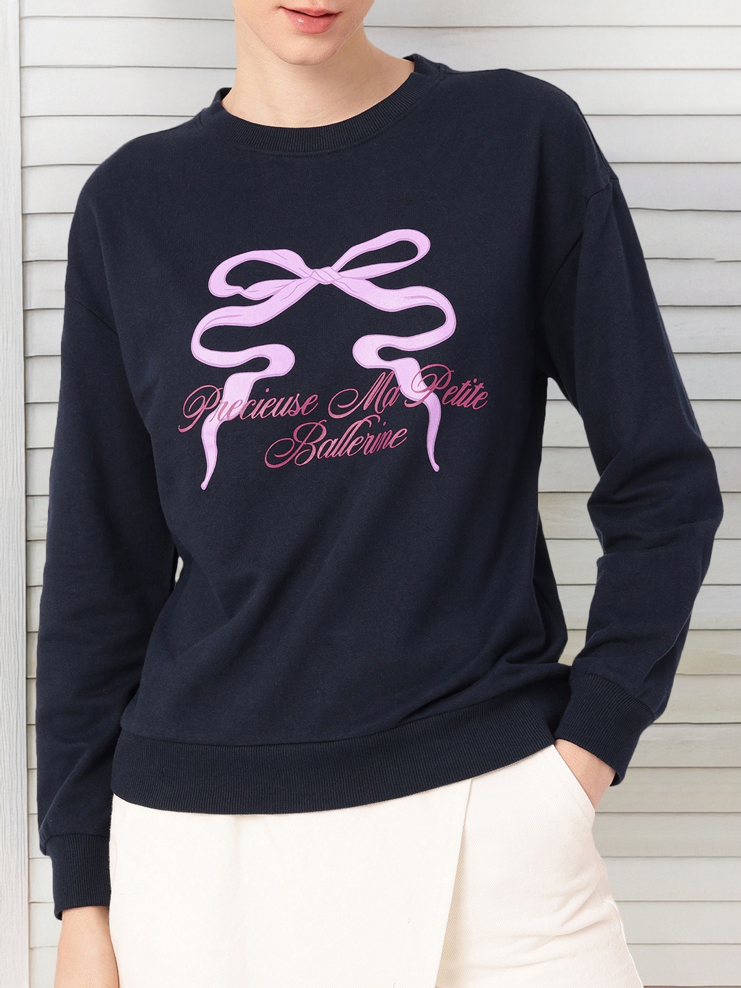 

DressBerry Urban Cool Chic Cotton Terry Relaxed Fit Sweatshirt, Navy blue