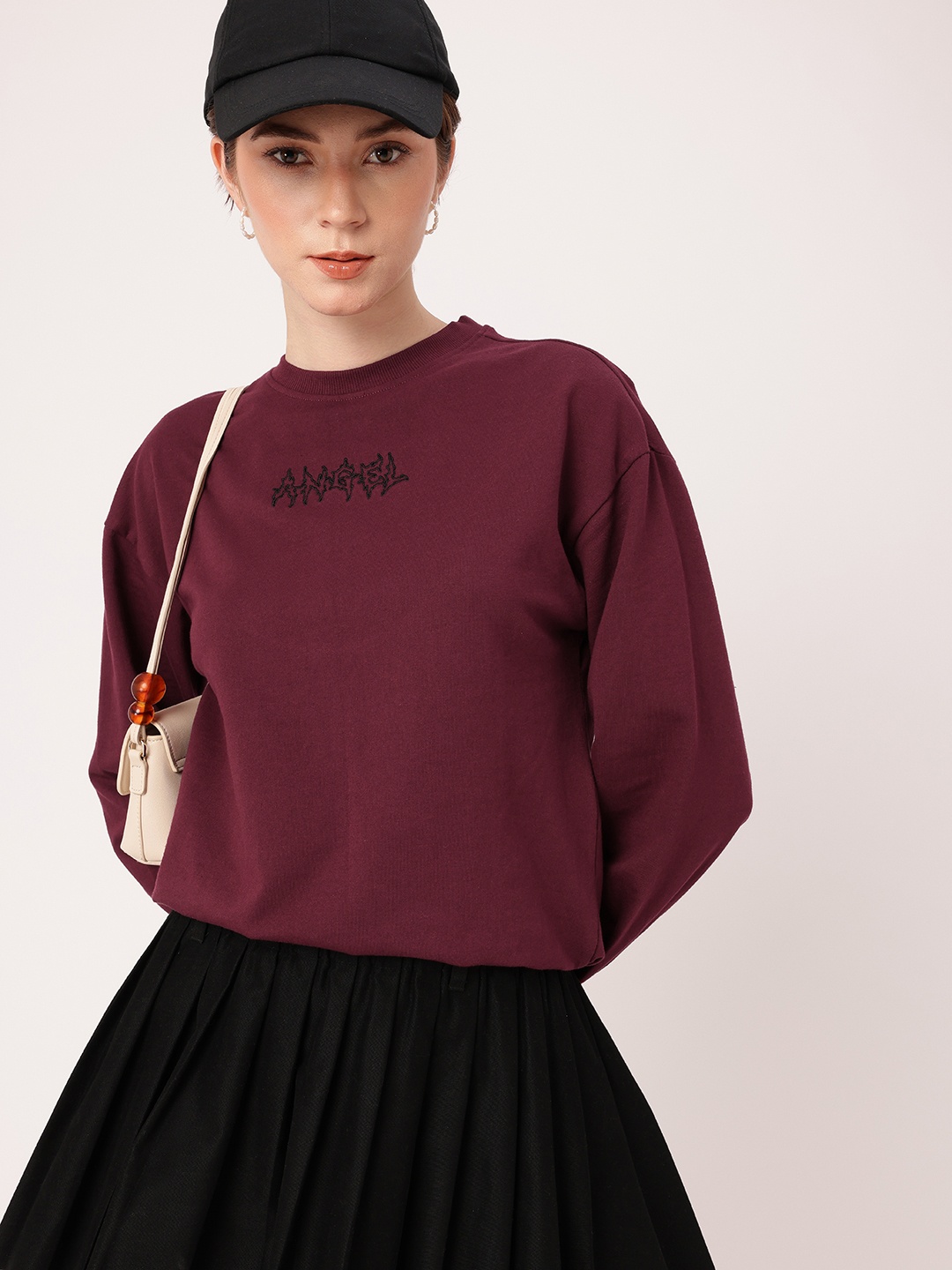 

DressBerry Urban Edge Embroidered Relaxed Fit Sweatshirts, Maroon