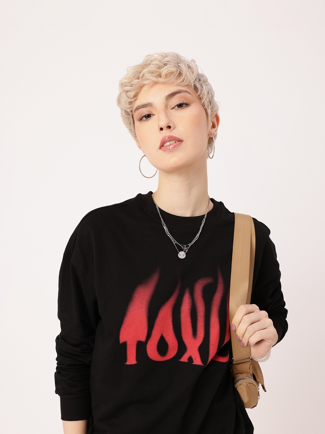 

DressBerry Street Edge Printed Cotton Terry Relaxed Fit Sweatshirt, Black