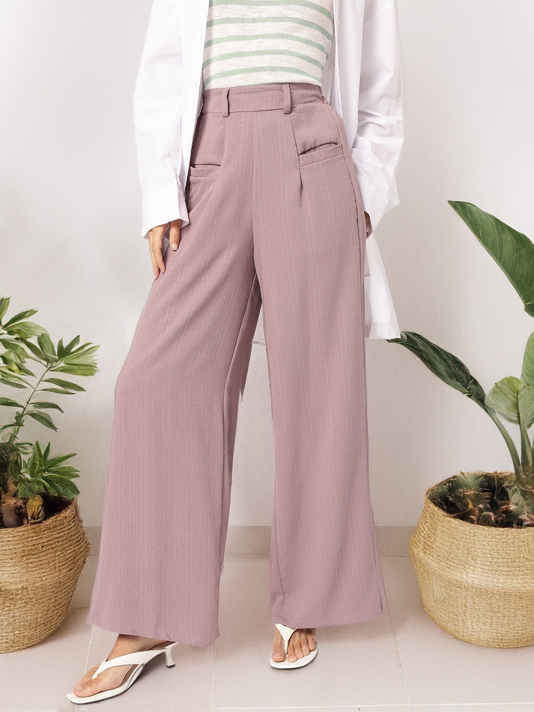 

DressBerry Boss Babe Pants High-Waist Trousers, Mauve