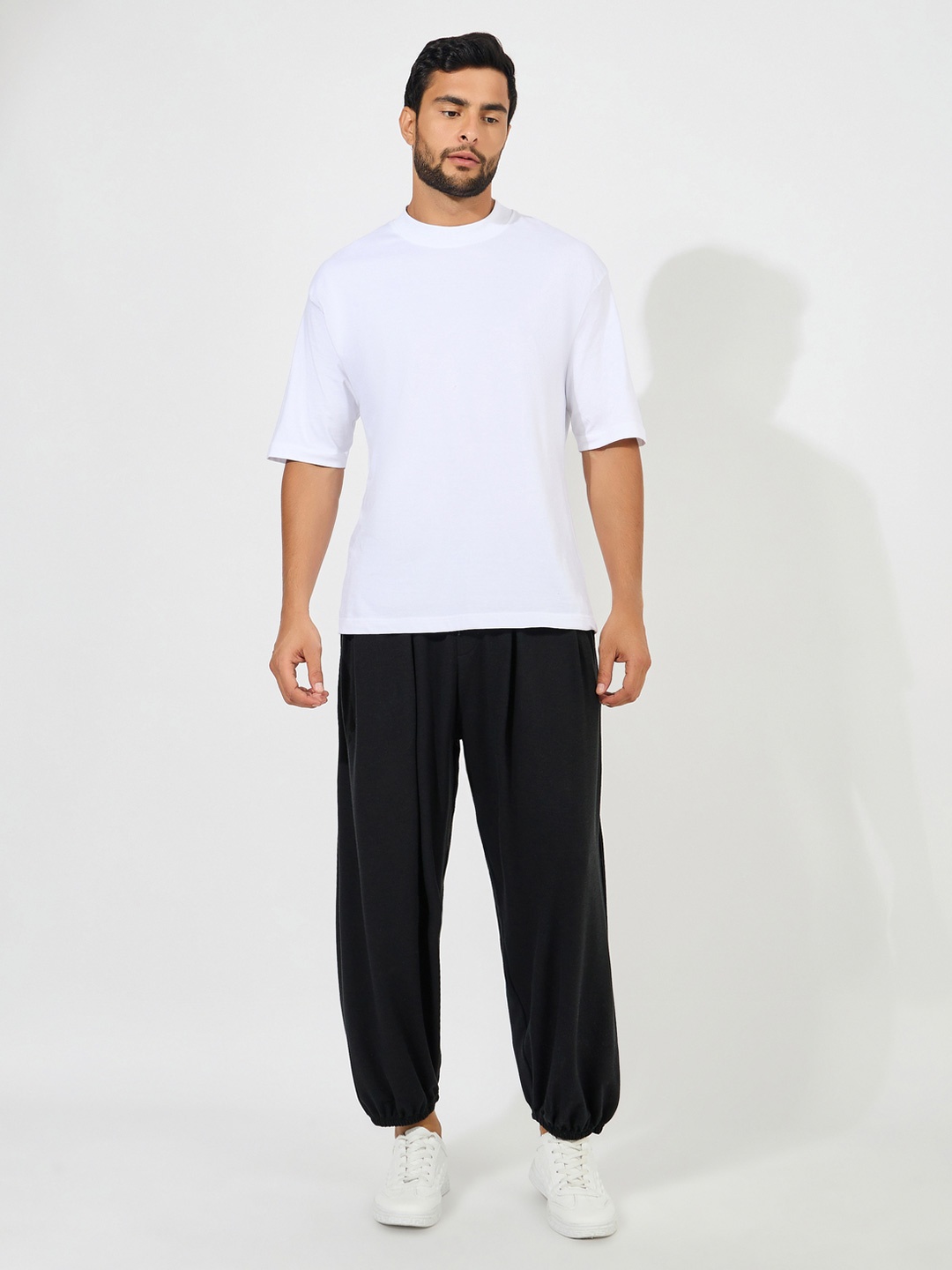 

Styli Men Solid Elasticated Hem Harem Fit Jogger, Black
