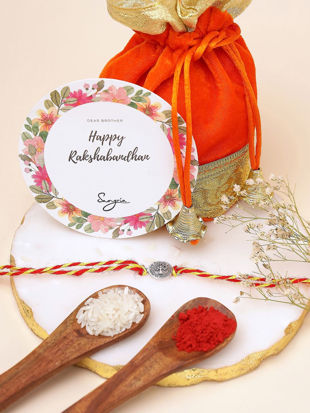 

Sangria Red 925 Sterling Silver Contemporary Thread Rakhi
