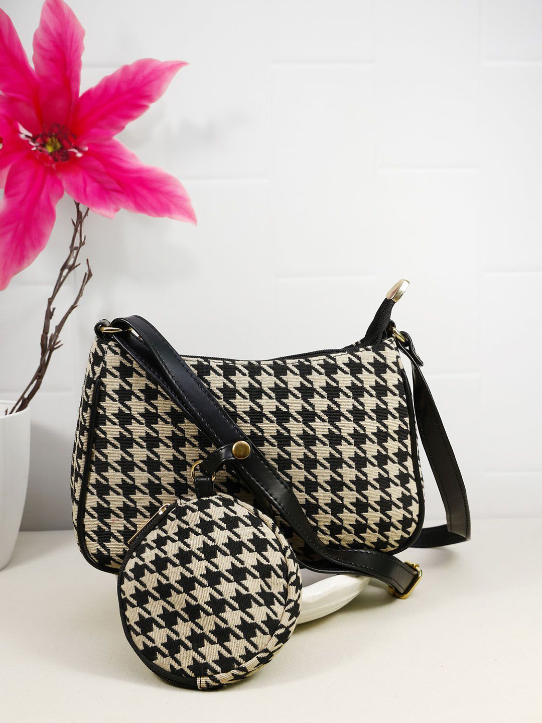 

Bagsy Malone Printed Structured Sling Bag, Black