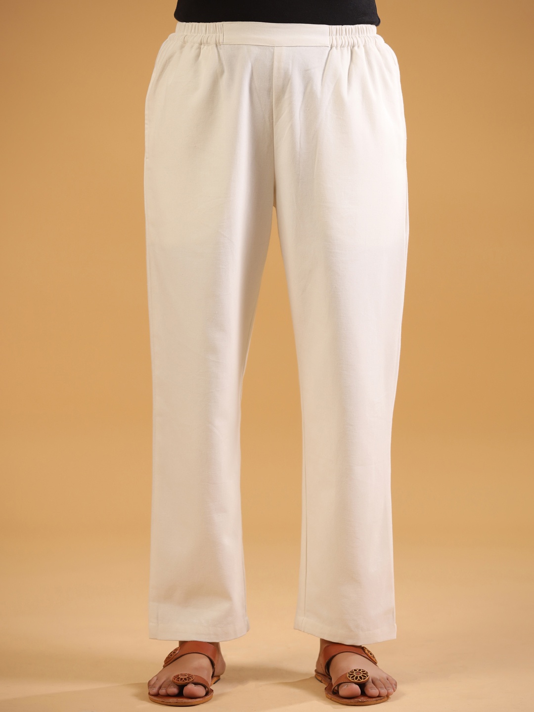 

SAVI Women Relaxed Straight Leg Trousers, White