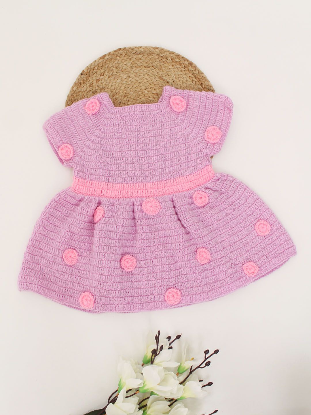 

Woonie Girls Square Neck Fit & Flare Knitted Dress, Mauve