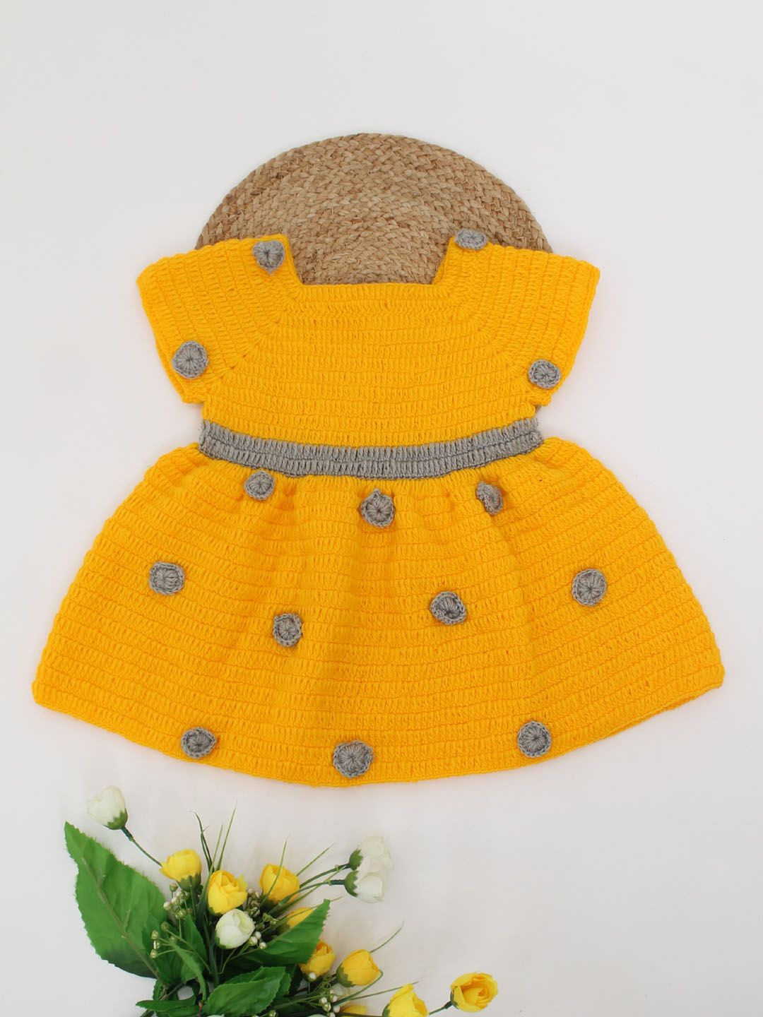 

Woonie Girls Self Design Fit & Flare Dress, Orange