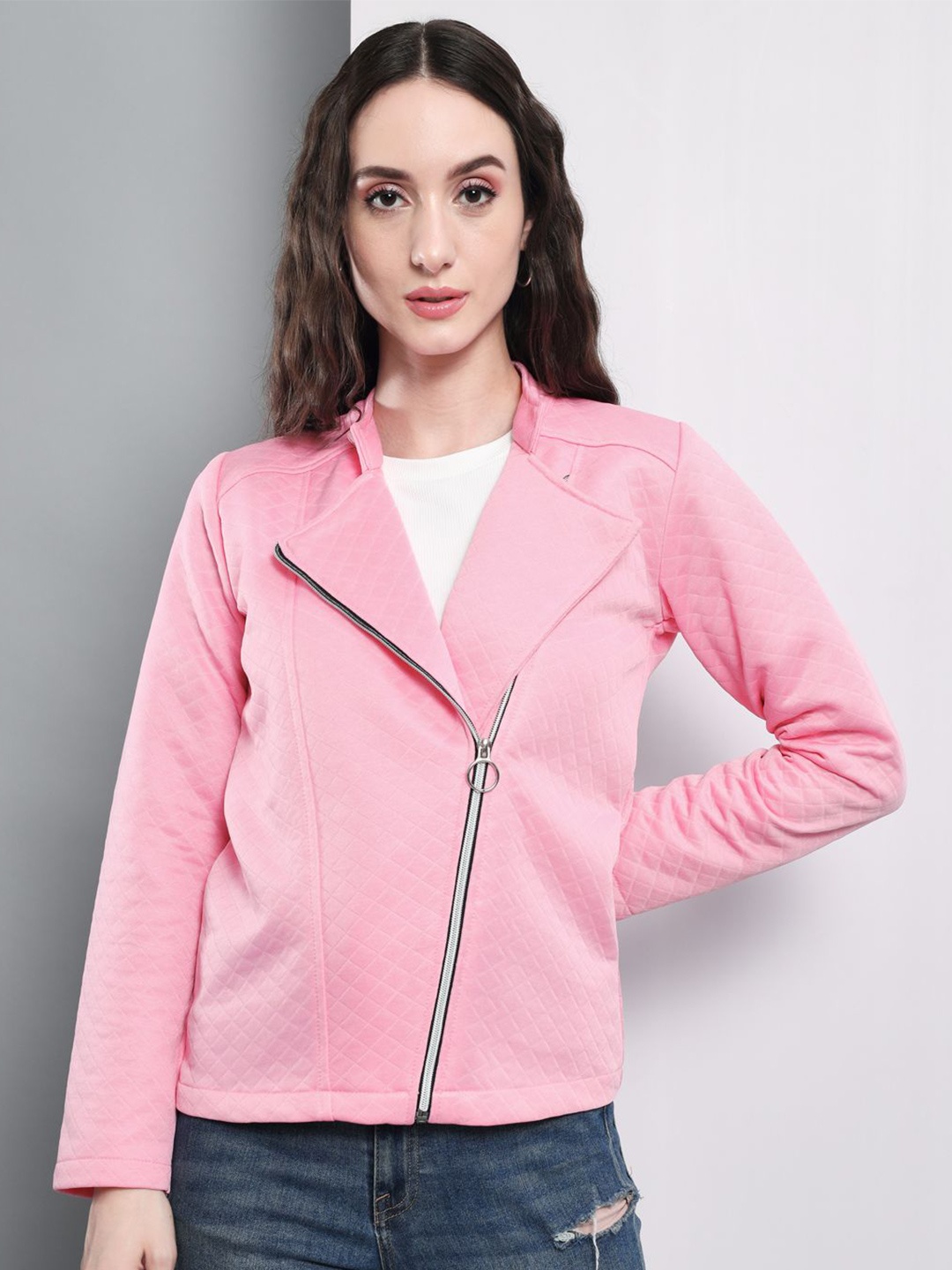 

TANDUL Women Self Design Lightweight Knitted Jacket, Pink