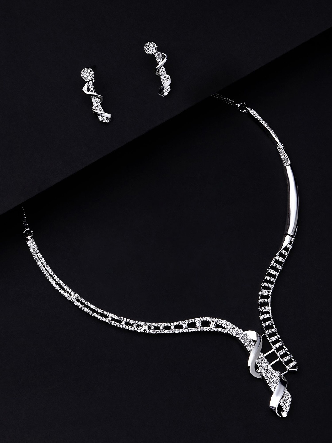 

Cierra Silver-Plated AD Stone Studded Necklace and Earrings