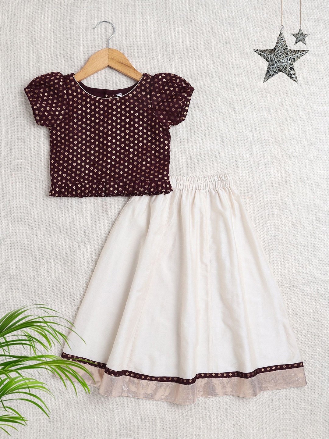 

The Magic Wand Girls Embellished Ready to Wear Lehenga & Choli, Maroon