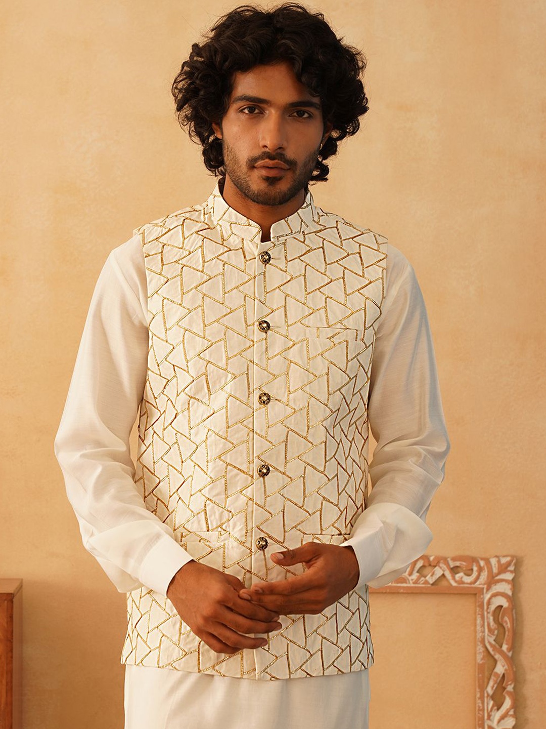 

Jompers Embrooidered Nehru Jackets, White