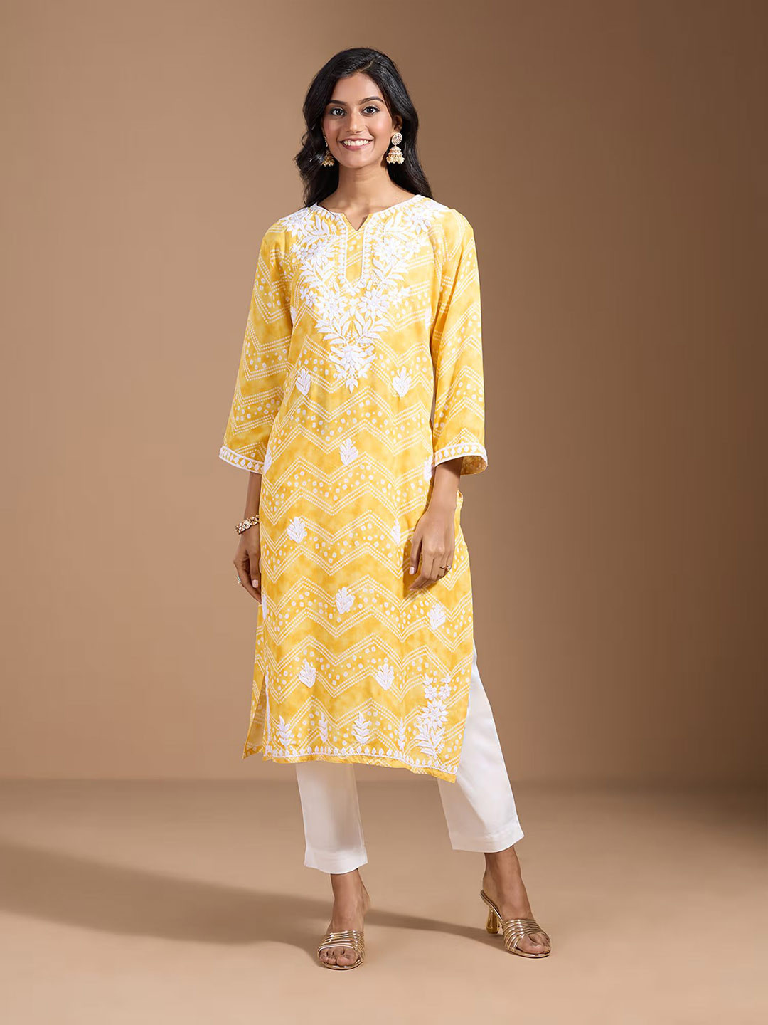 

Sangria Printed Straight Kurta, Yellow