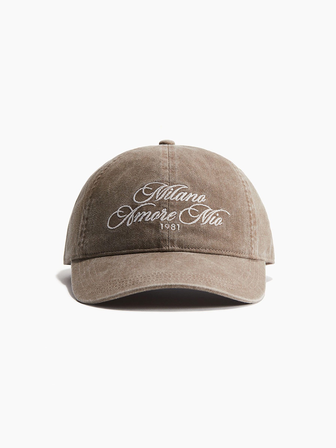 

H&M Women Embroidered-Motif Twill Cap, Beige