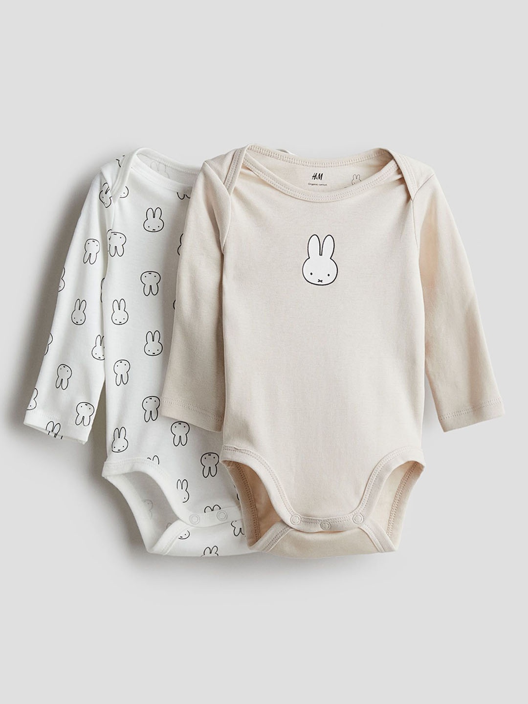 

H&M Infants Boys 2-Pack Long-Sleeved Bodysuits, Beige