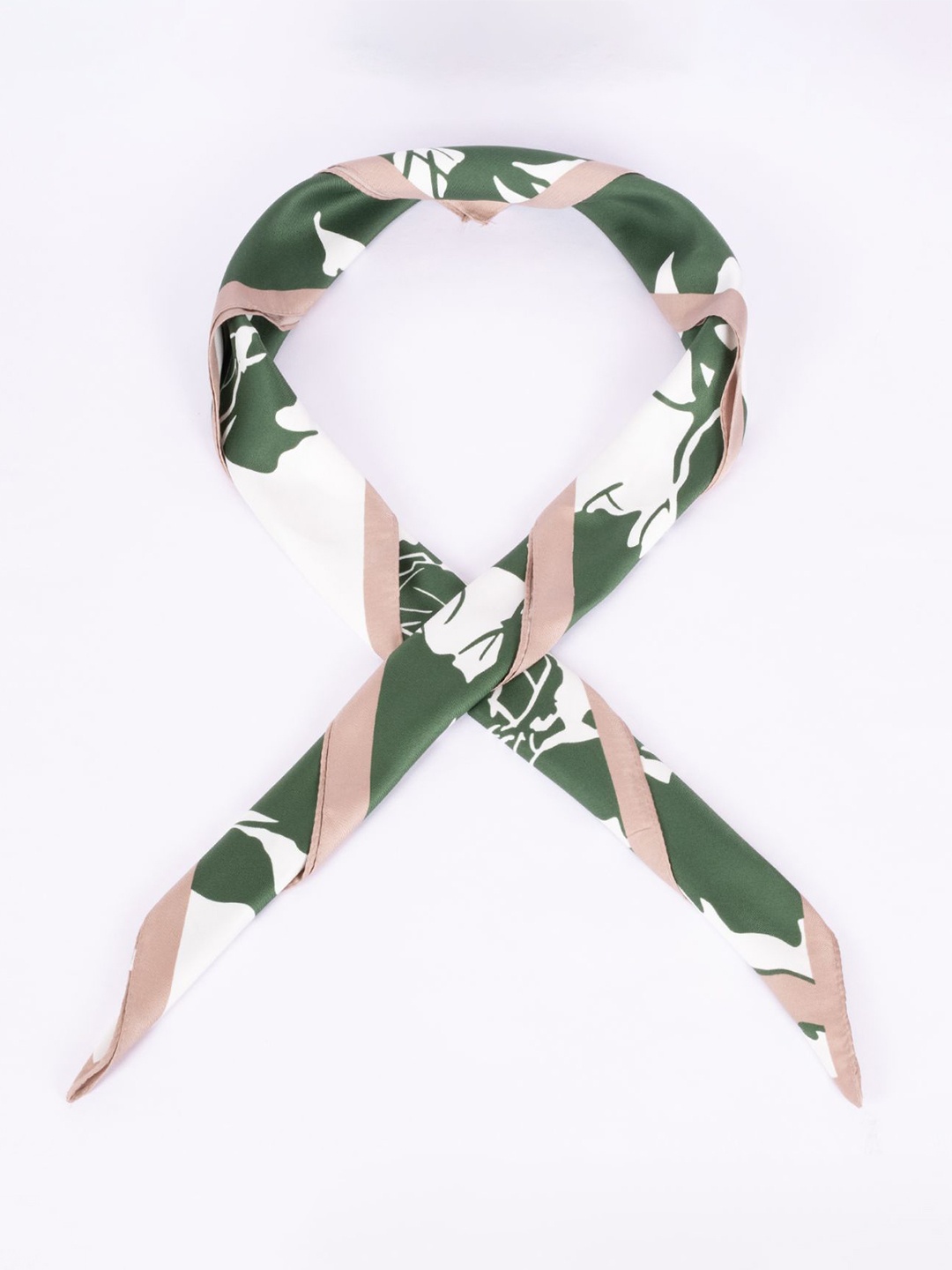 

Beau Design Women Printed Satin Scarf, Beige