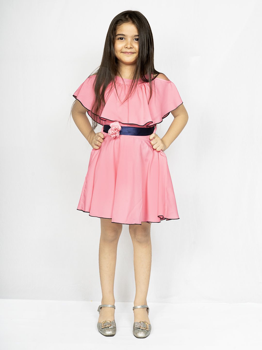 

Naughty Ninos Girls Flared Sleeve Layered Fit & Flare Dress, Pink