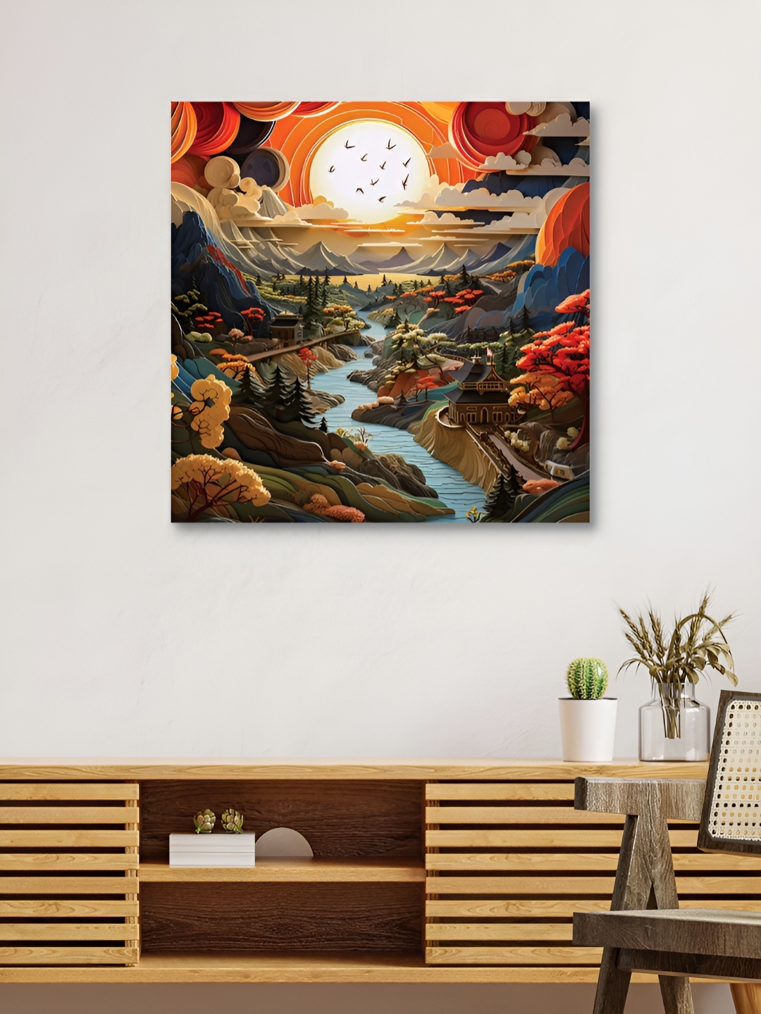 

HOOMDECO Orange & Blue Nature Canvas Painting Wall Art