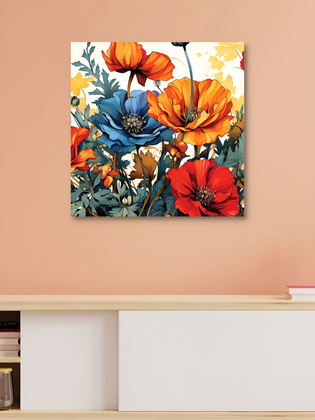 

HOOMDECO White & Orange Canvas Floral and Botanical Wall Art