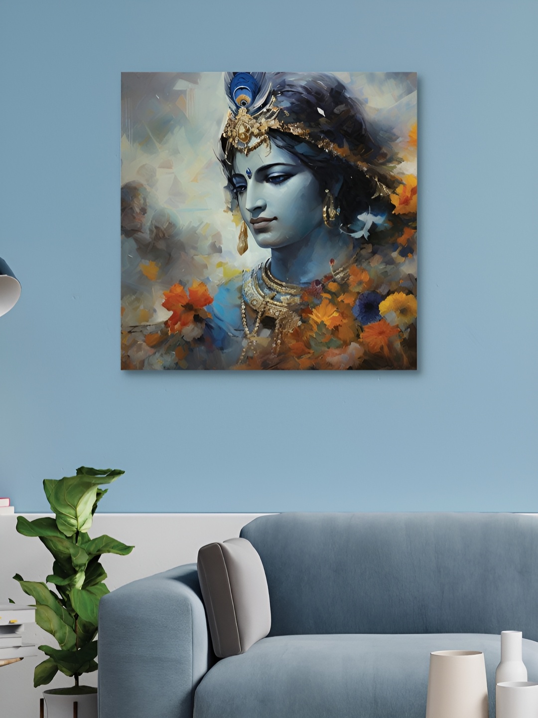 

HOOMDECO Blue & Orange Canvas Religious Wall Art