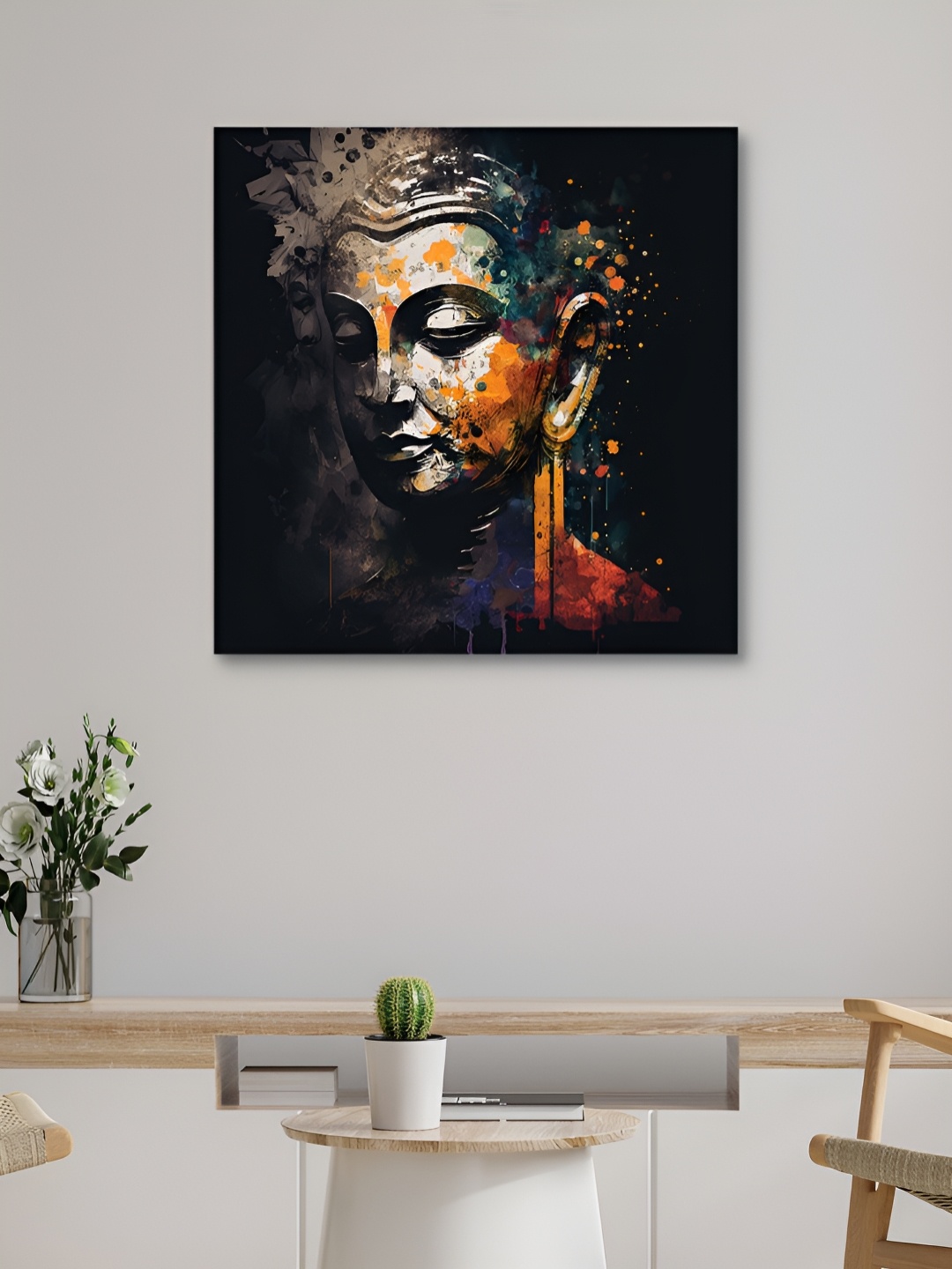 

HOOMDECO Black & Grey Canvas Buddha Wall Art