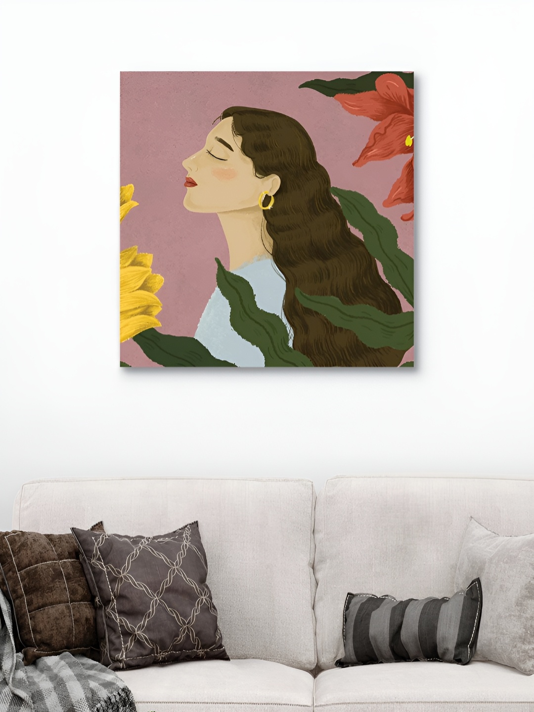 

HOOMDECO Pink & Green Canvas Abstract Wall Art
