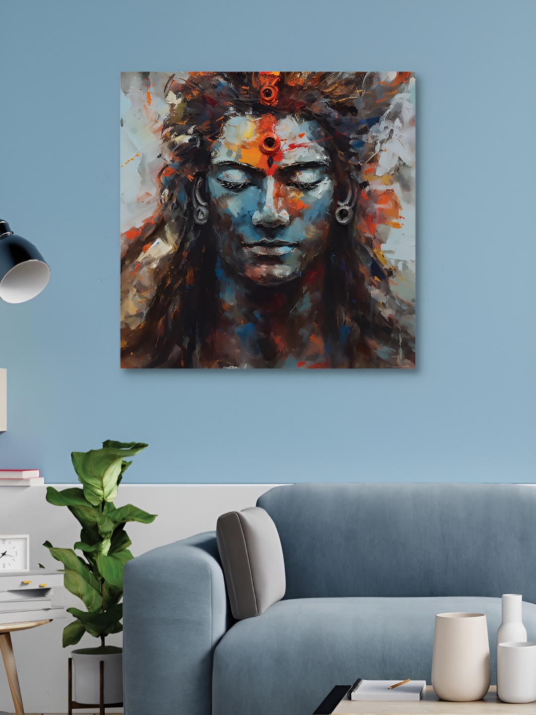 

HOOMDECO Blue & Orange Religious Canvas Wall Art