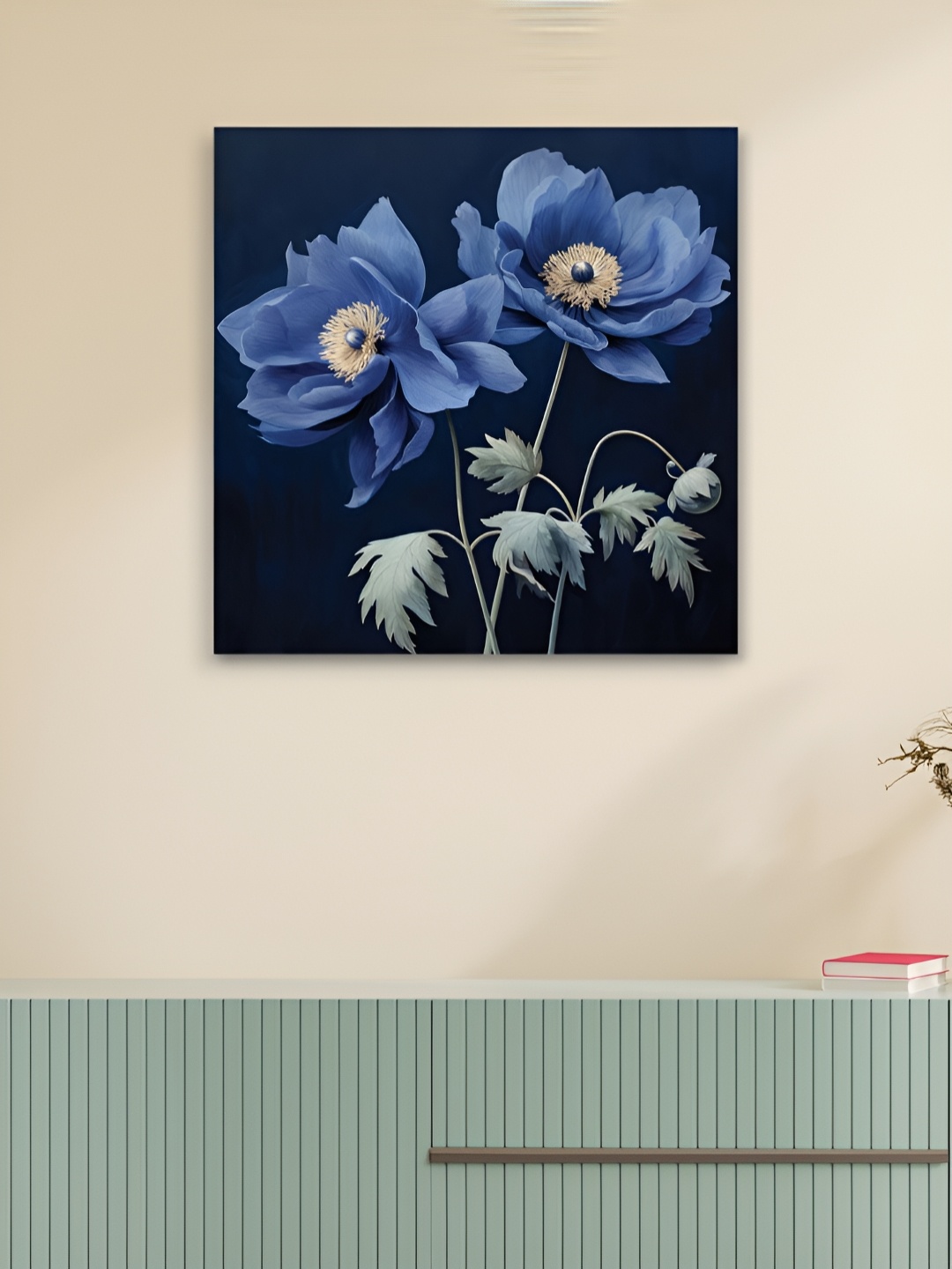 

HOOMDECO Blue & Black Floral Canvas Wall Art