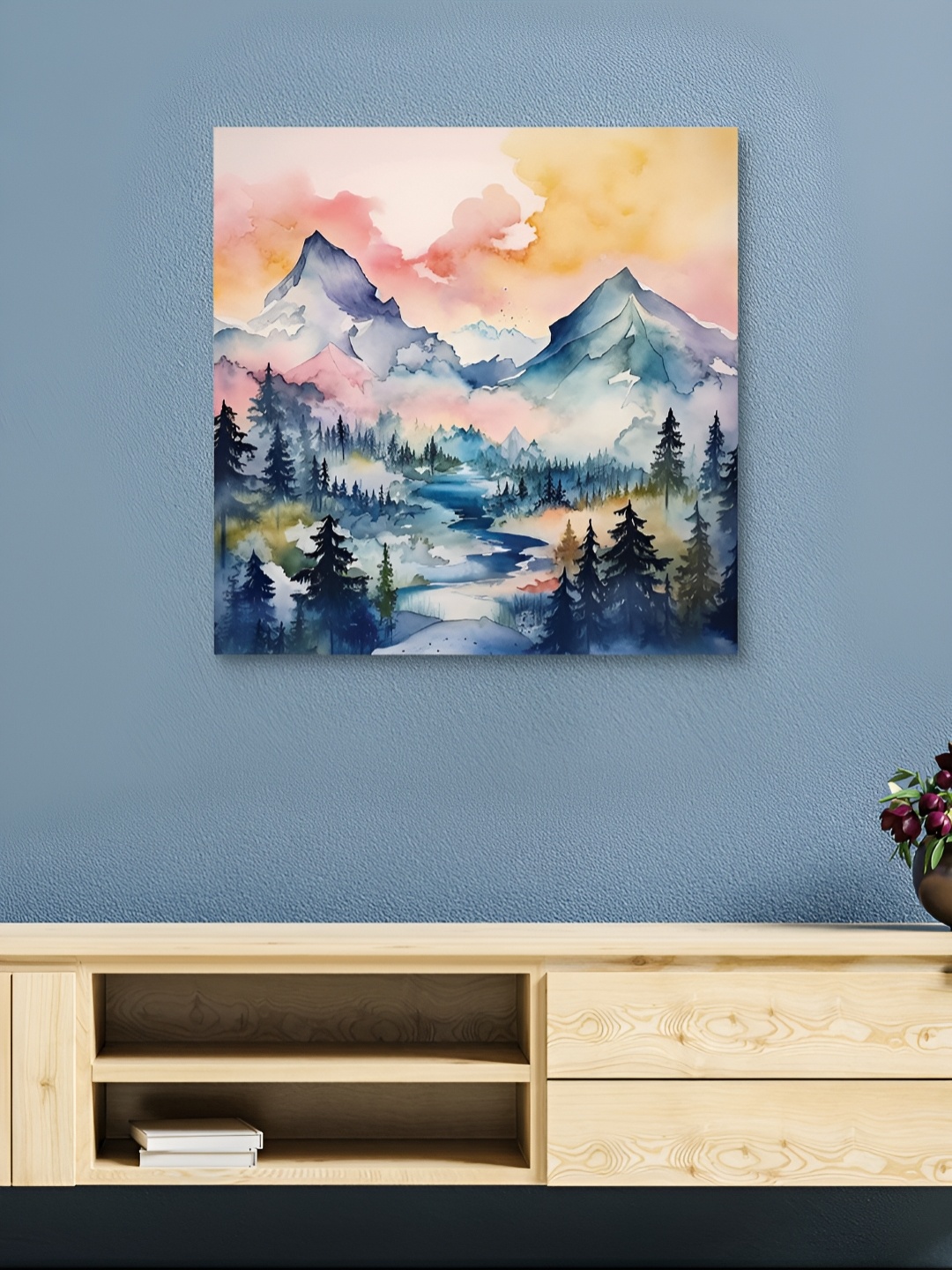 

HOOMDECO Blue & Pink Nature Canvas Wall Art