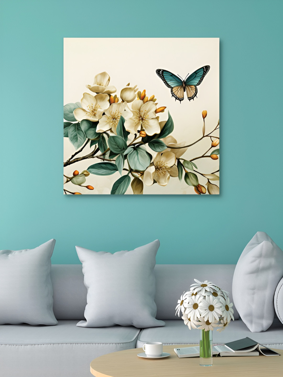 

HOOMDECO White & Green Floral Canvas Wall Art