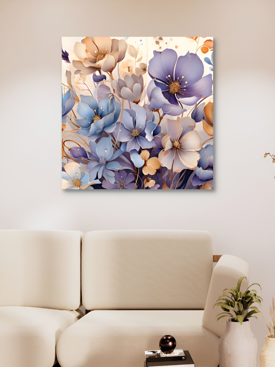 

HOOMDECO Purple & Blue Canvas Floral and Botanical Wall Art