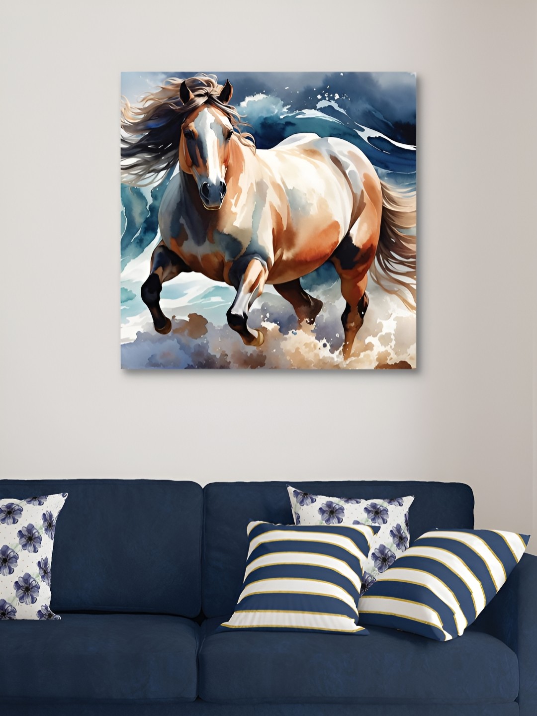 

HOOMDECO Blue & Brown Canvas Birds and Animals Wall Art