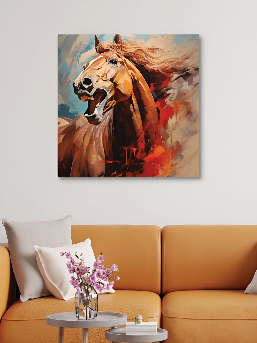 

HOOMDECO Brown & Orange Running Horse Canvas Wall Art