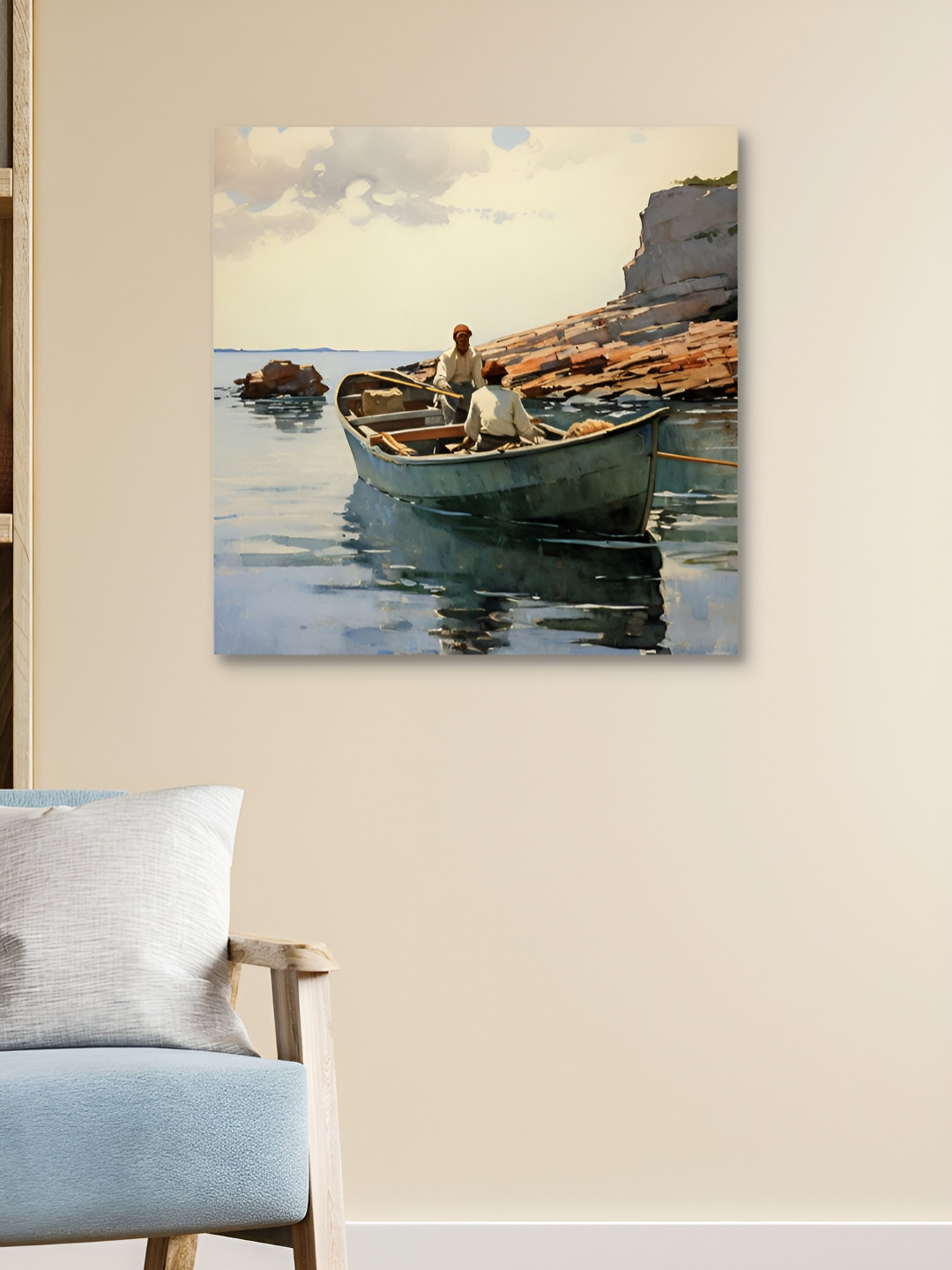 

HOOMDECO Blue & White Canvas Wall Art