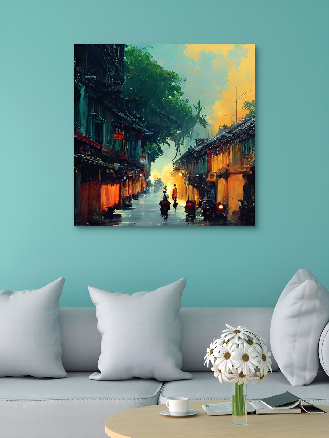 

HOOMDECO Blue & Orange Canvas Wall Art