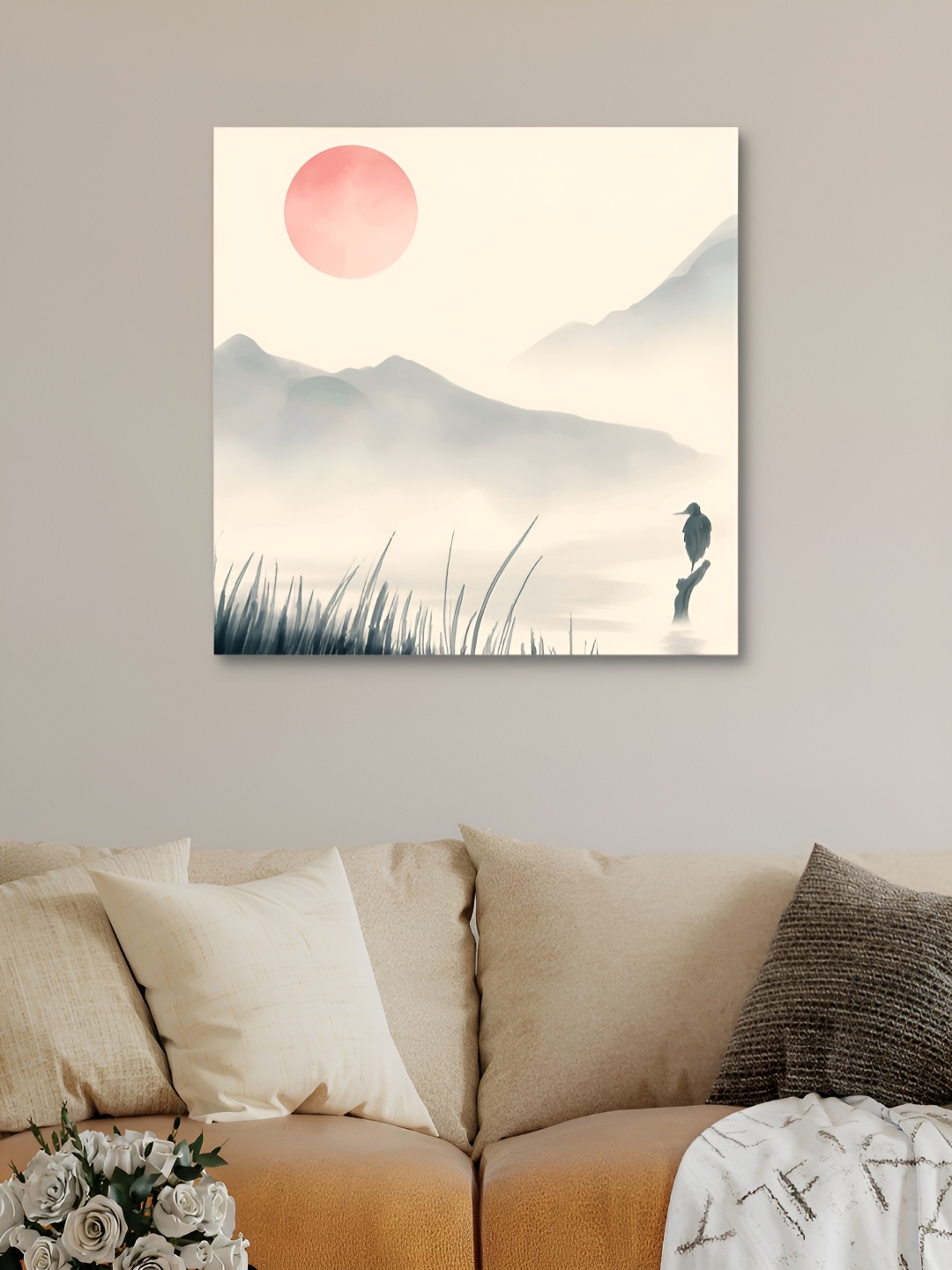 

HOOMDECO White & Grey Nature Canvas Painting Wall Art