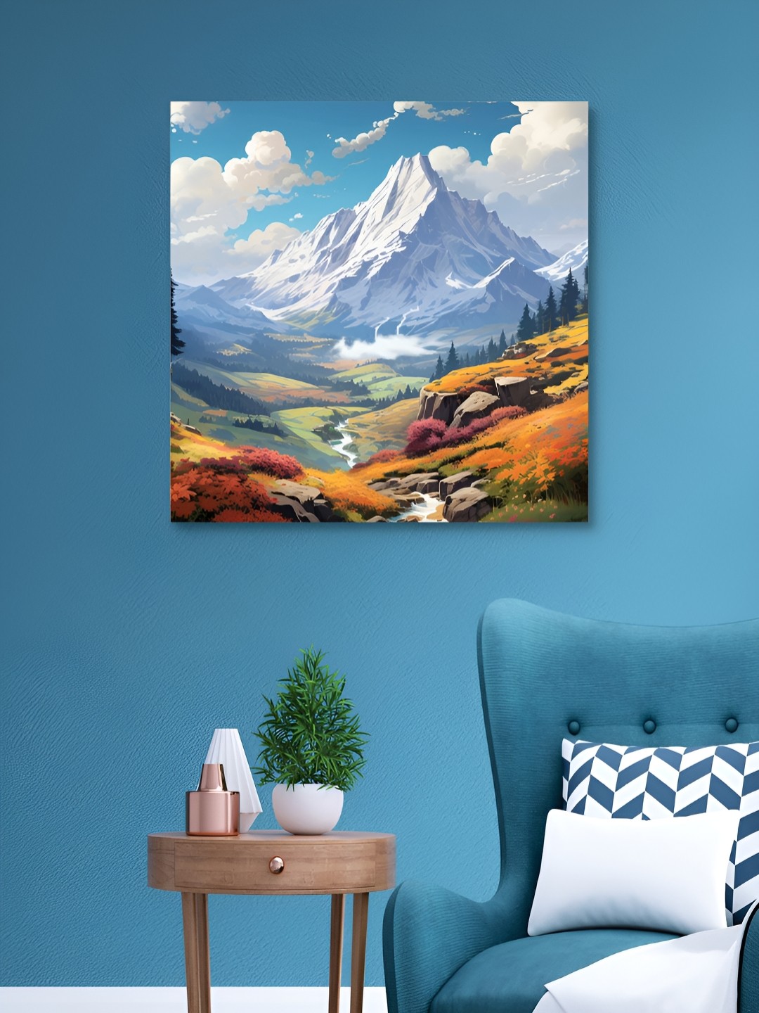

HOOMDECO Blue & Green Nature Canvas Painting Wall Art