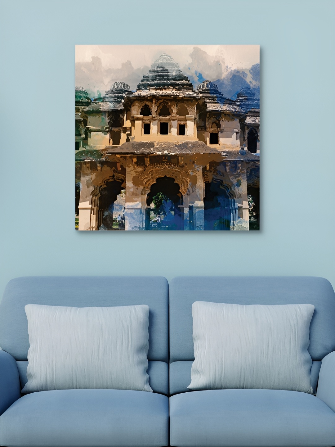 

HOOMDECO Beige & Blue Canvas Wall Art