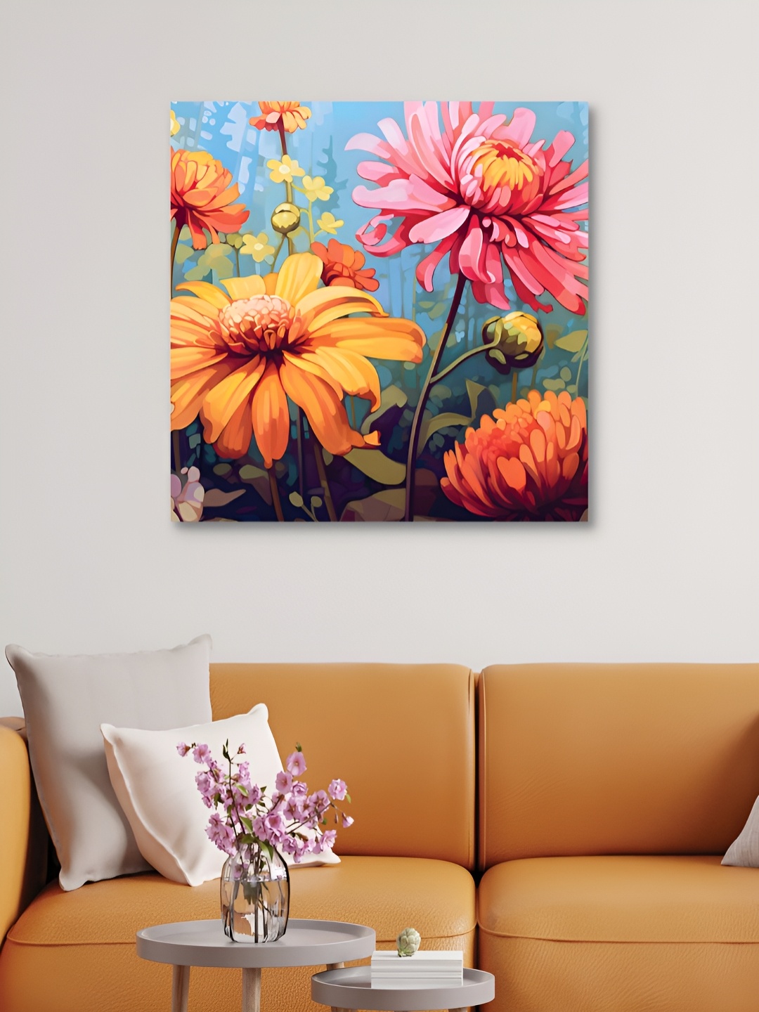 

HOOMDECO Yellow & Pink Canvas Floral and Botanical Wall Art