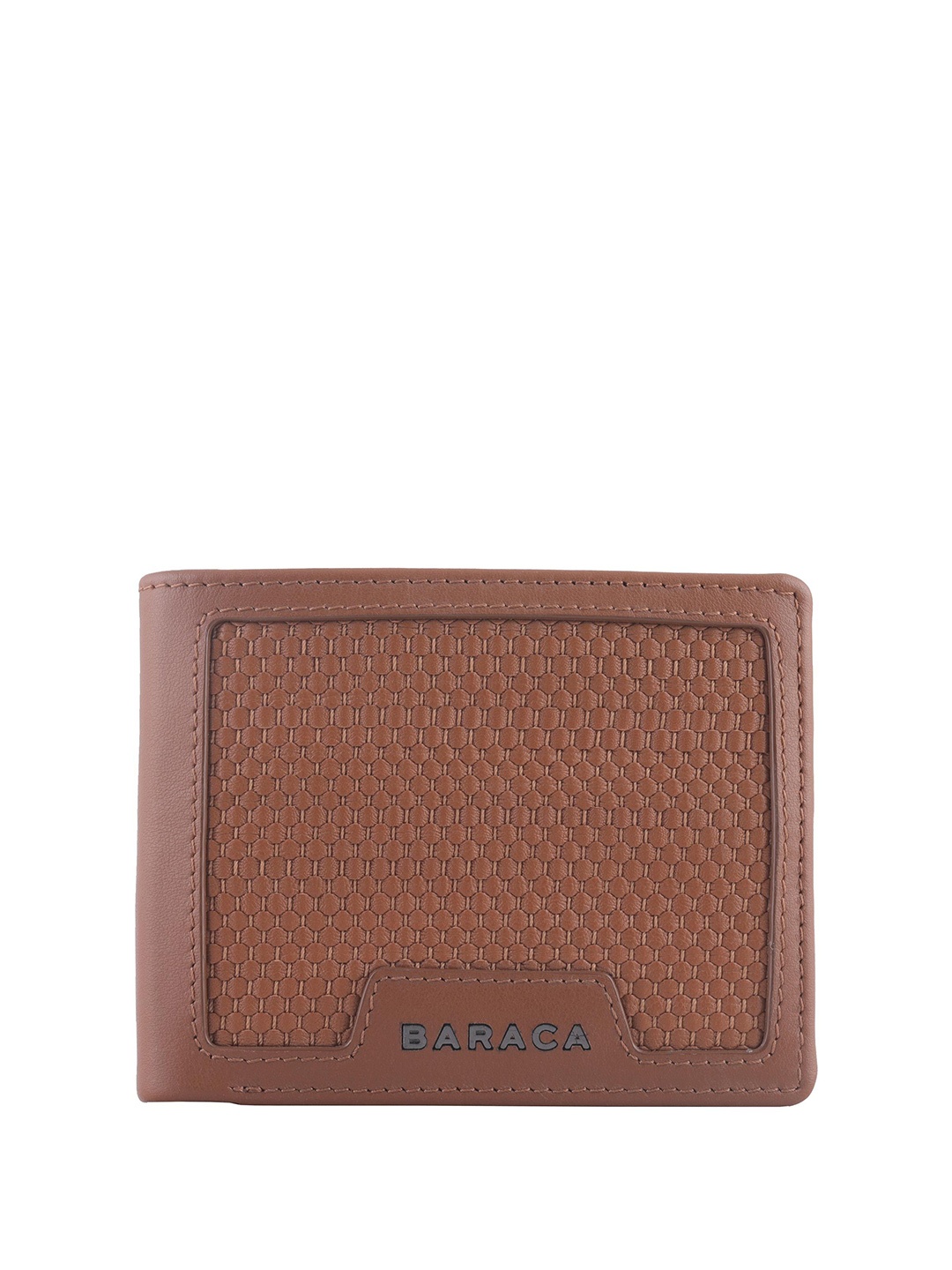 

Baraca Men Textured Leather Two Fold Wallet, Tan