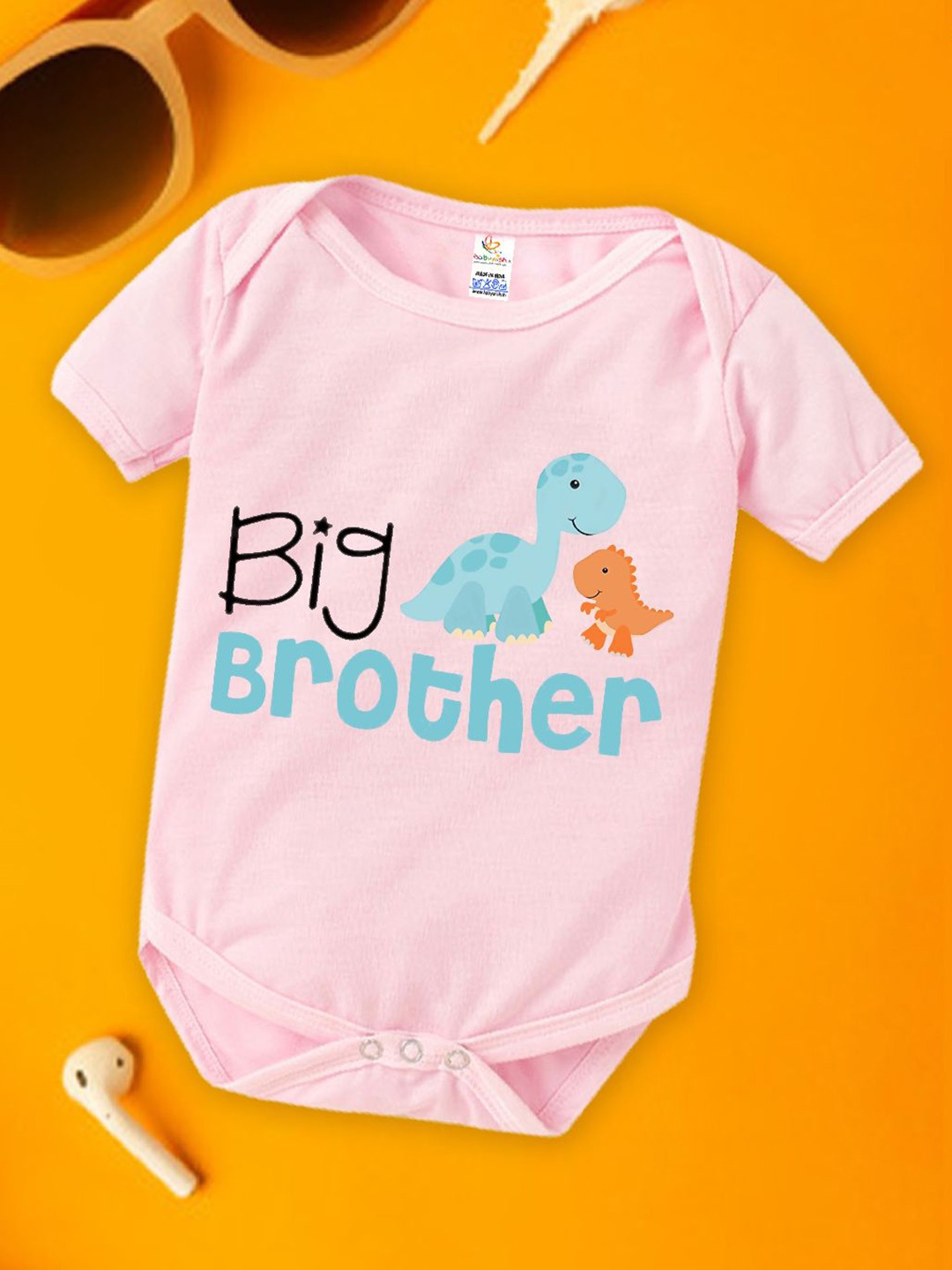

Babywish Infants Printed Cotton Bodysuit, Pink