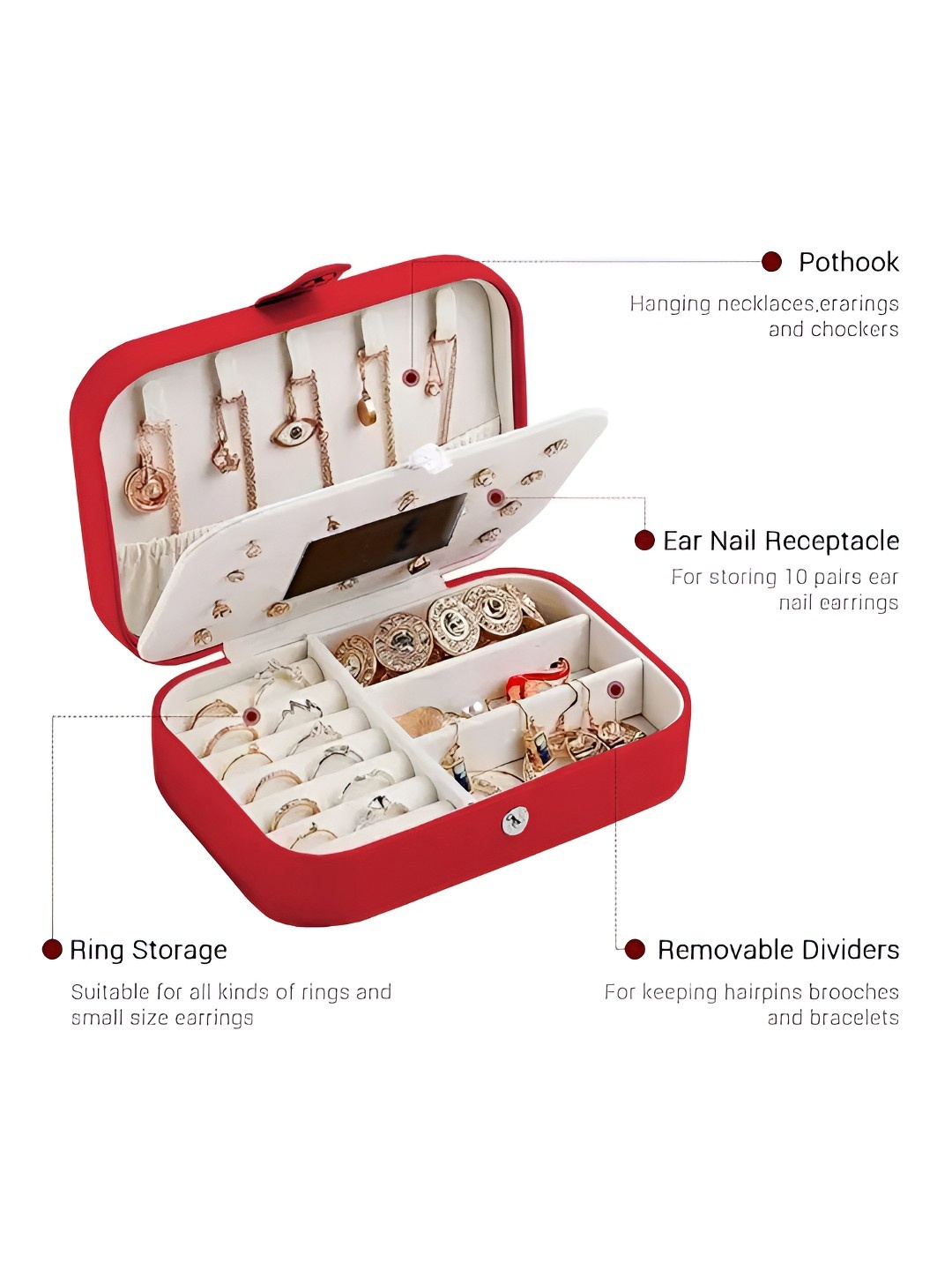 

Cortina Red & White Portable Jewellery Organiser