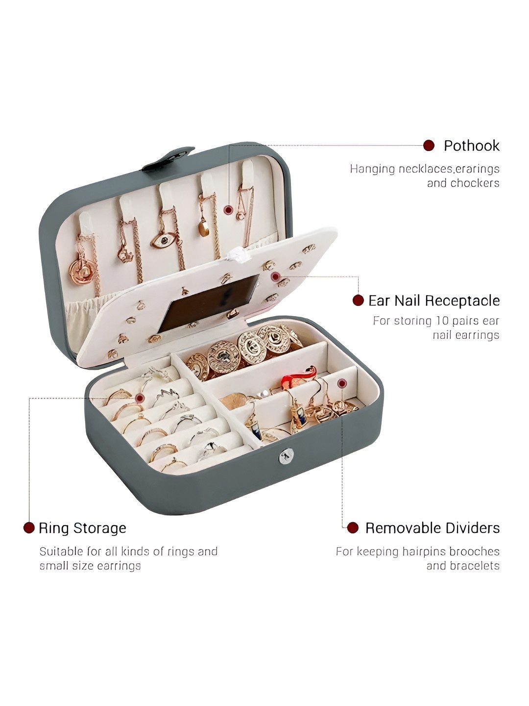 

Cortina Grey Melange Zipper Portable Jewellery Organiser